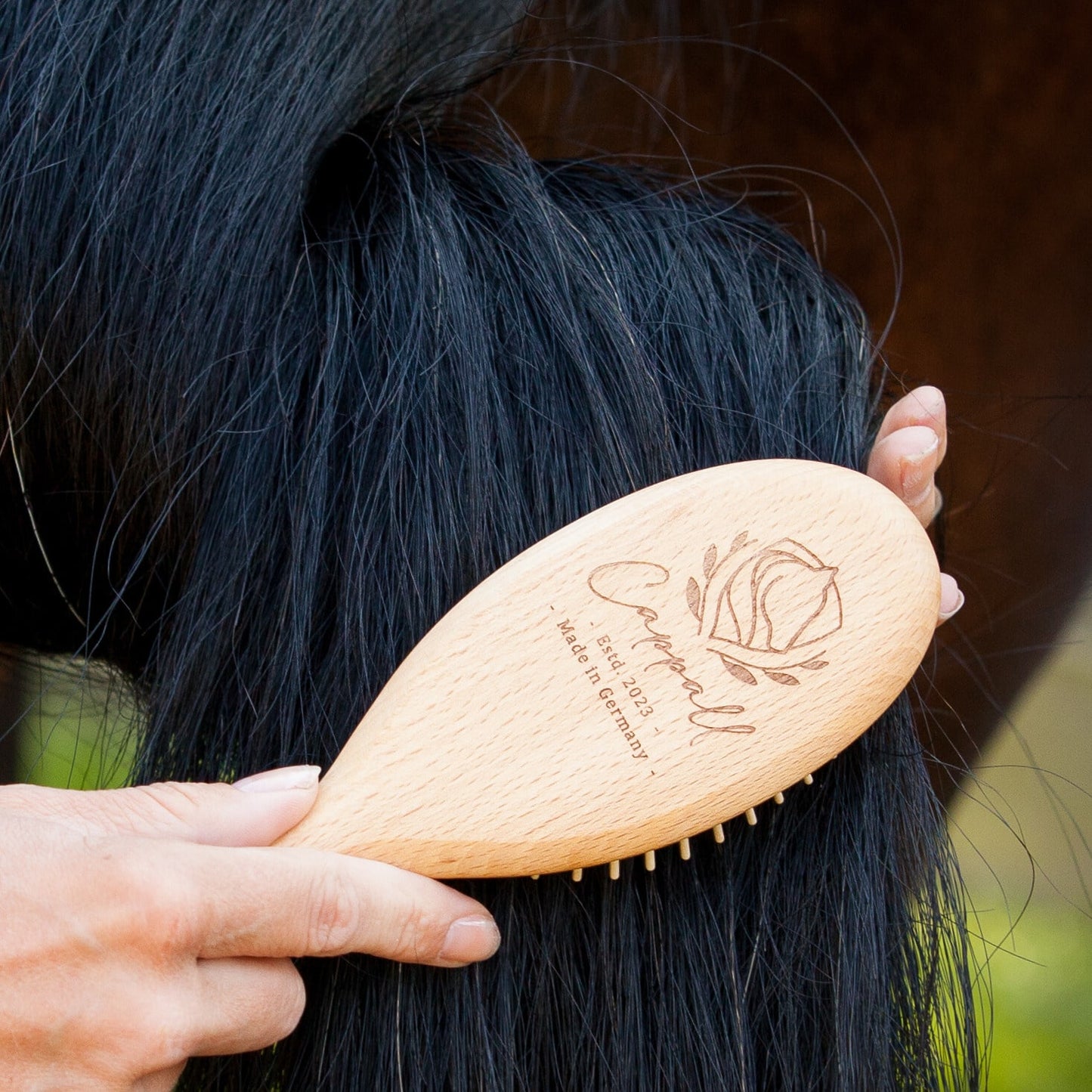 Wooden mane and tail brush